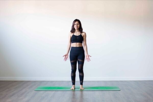 women doing mountain pose