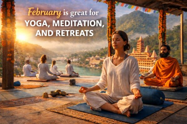 yoga students performing meditation