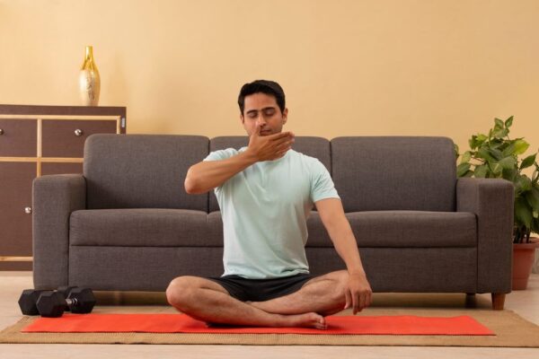 yoga student practicing anulom vilom