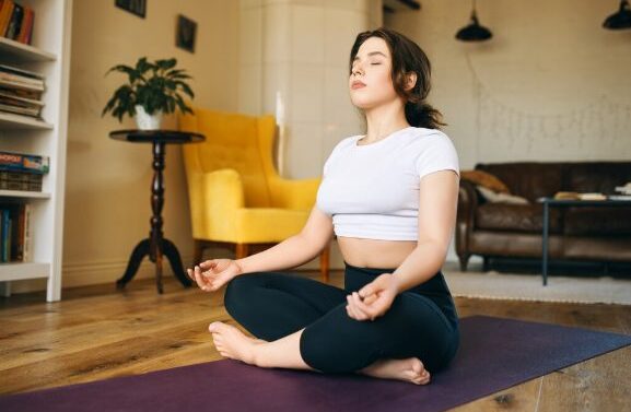 yoga student meditating
