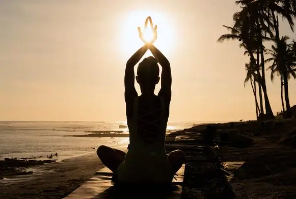 yoga student performing meditation