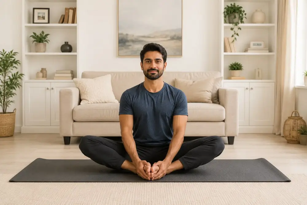 man doing butterfly pose