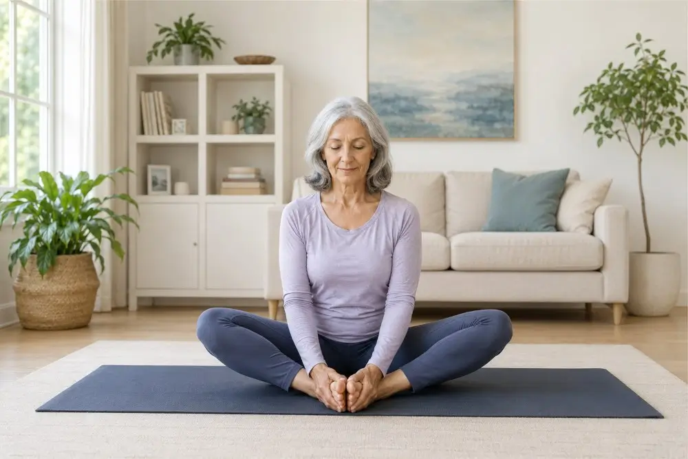 yoga practitioner performing butterfly pose