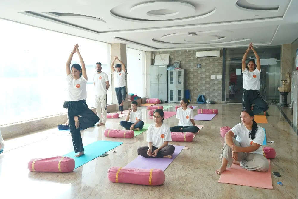 yoga students training at mrityunjay yogpeeth yoga studio yoga students training at mrityunjay yogpeeth yoga studio