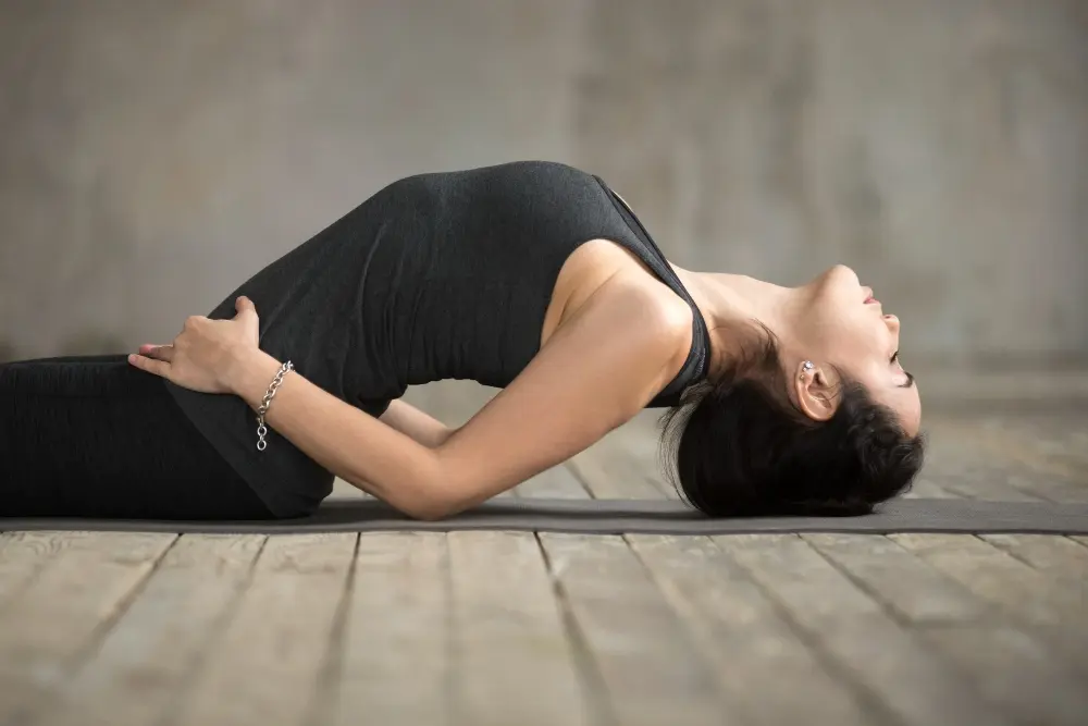student performing yoga nidra at mrityunjay yogpeeth