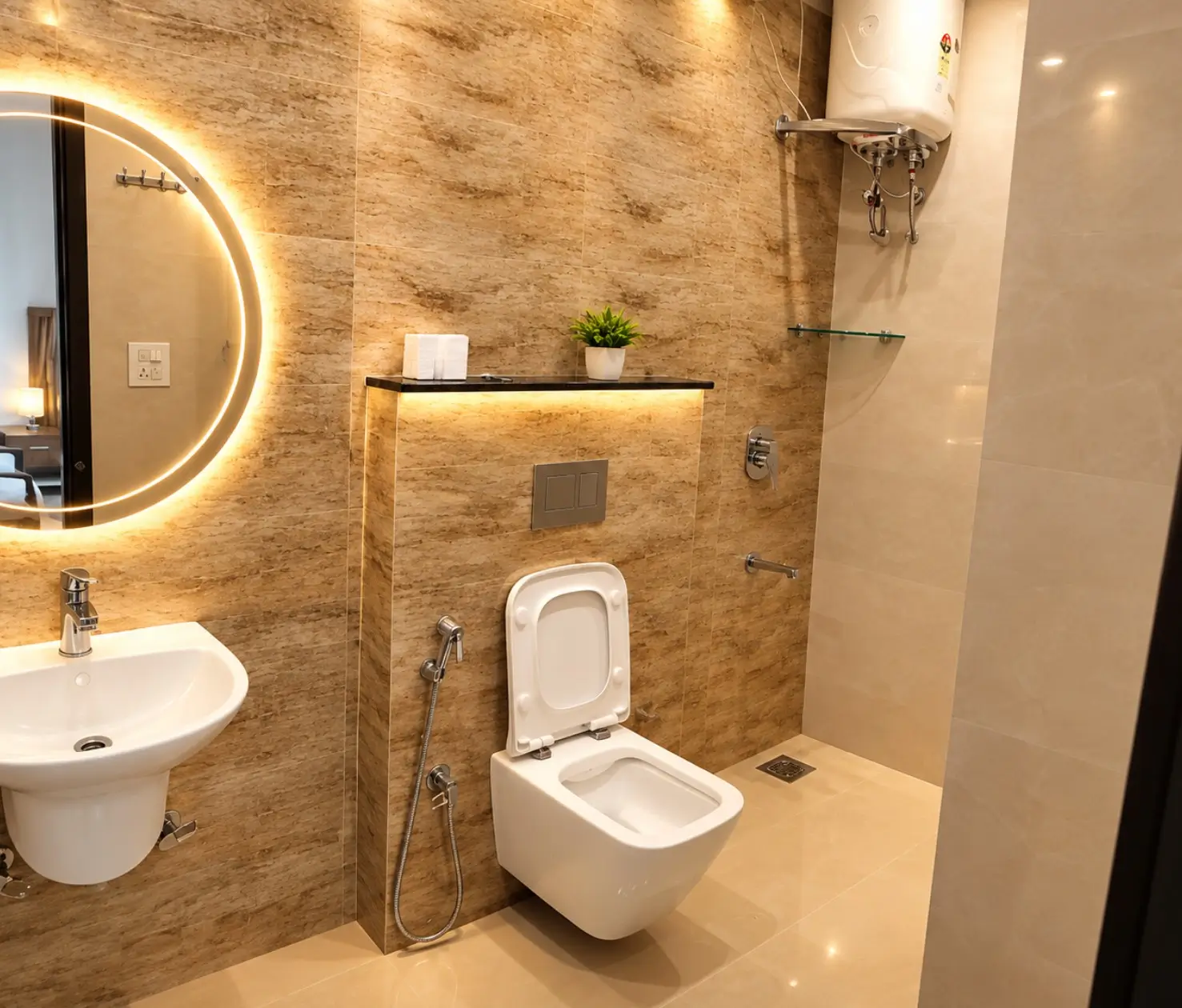 Modern student bathroom at Tilak Road accommodation