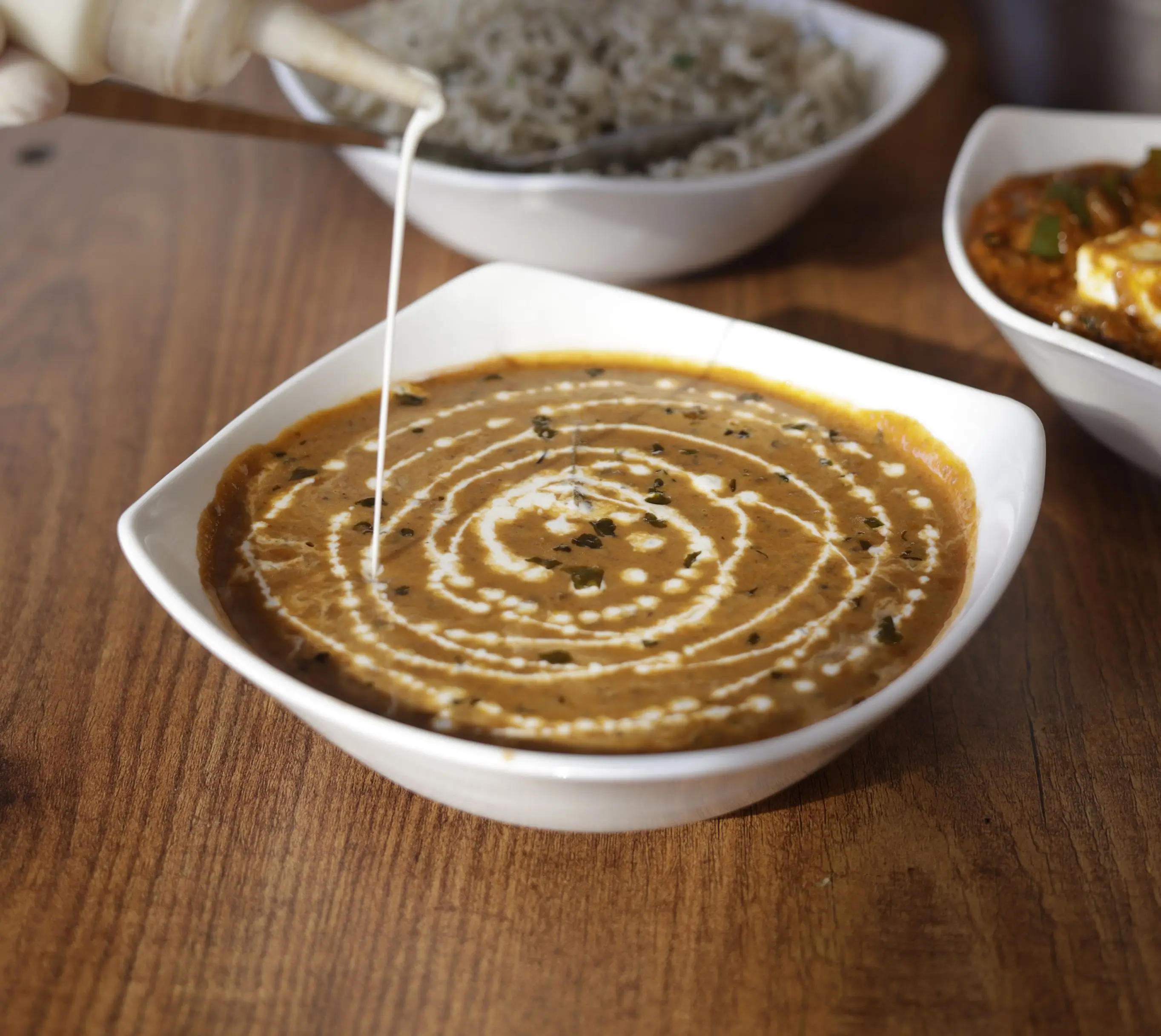 Healthy lentil soup served during sound healing retreat in Rishikesh