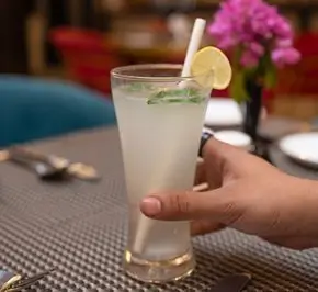 Refreshing lemon drink served to guests during a spiritual healing yoga retreat