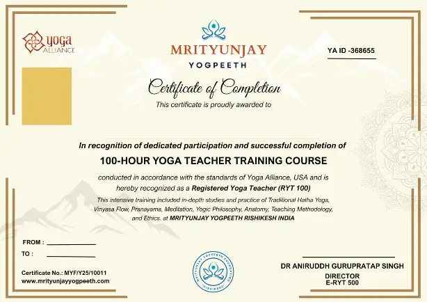 Yoga Alliance Certification for 100 Hour Yoga teacher Training
